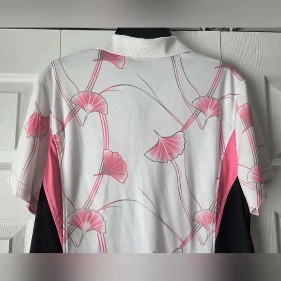 NWOT Monterey Club Polo Golf Pink and Black Floral Top Size XL - Picture 9 of 11
